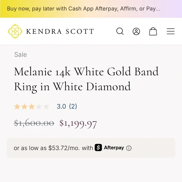 Kendra Scott Melanie 14k White Gold Band Ring in White Diamond
